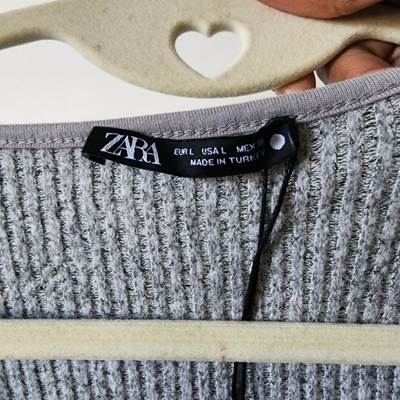 ZARA Ribbed Henley marled gray bodysuit - Picture 3 of 4